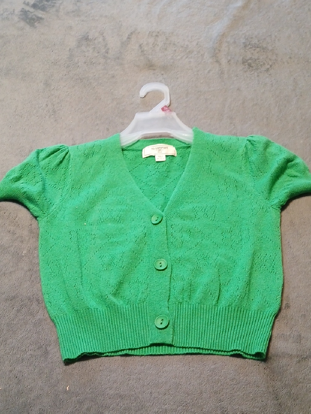Green Knit Short-Sleeve Cardigan - Kids